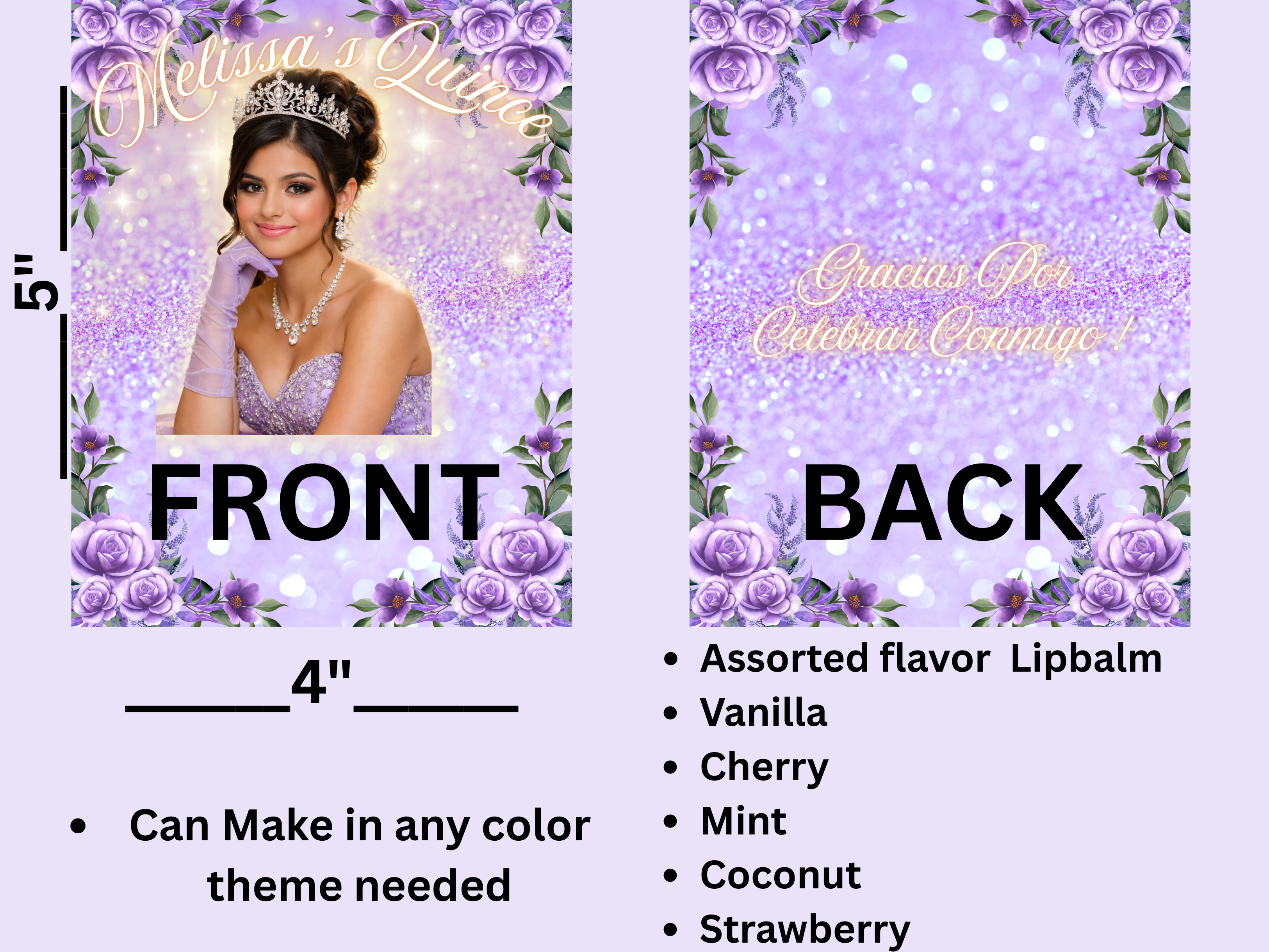 Custom Quinceañera Lip Balm Favors