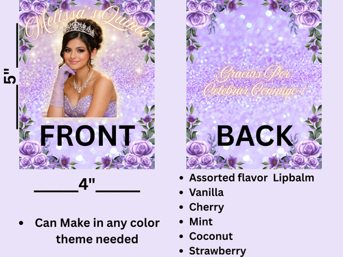 Custom Quinceañera Lip Balm Favors
