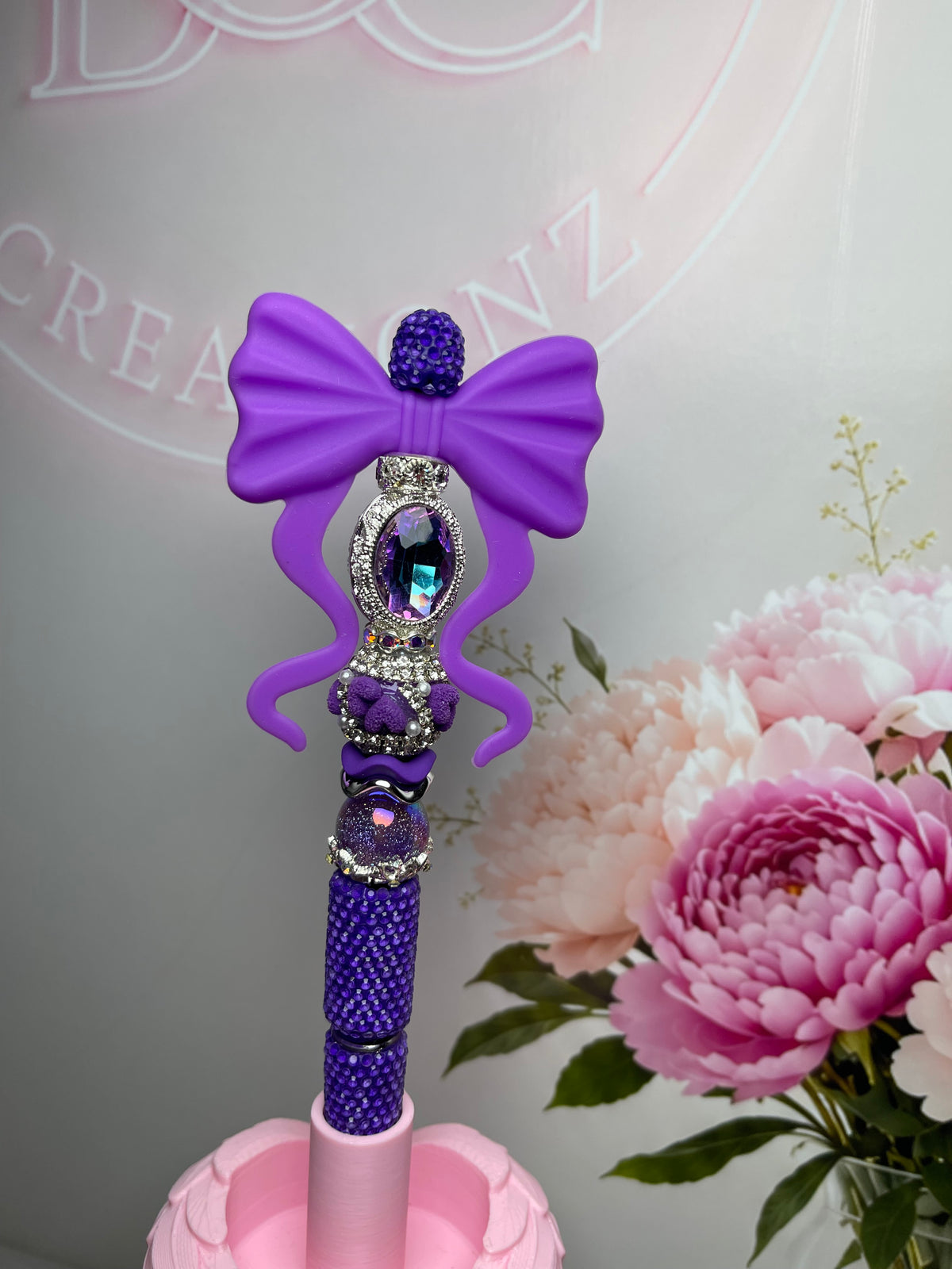 Dark Purple Bow Bling Pen