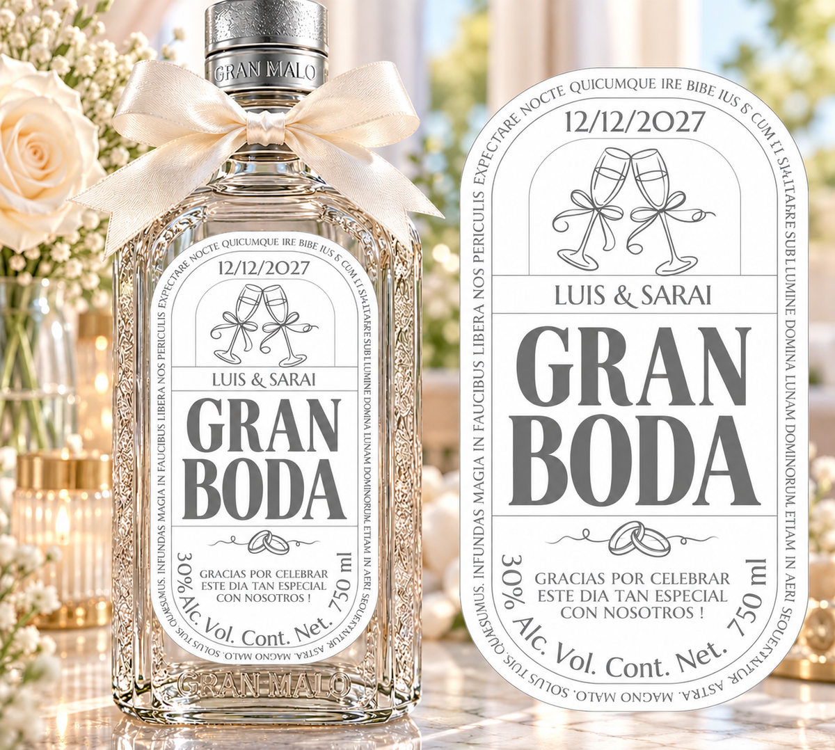 12 Gran Malo Sticker Labels 750 ml