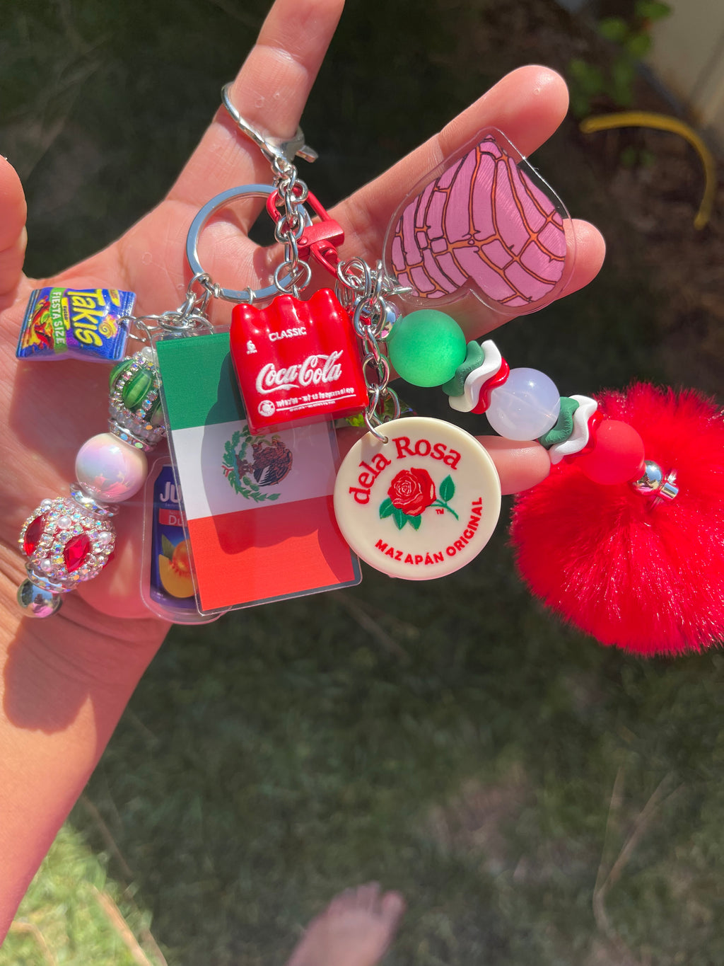 Mexican Flag Junk Keychain / Bag Charm
