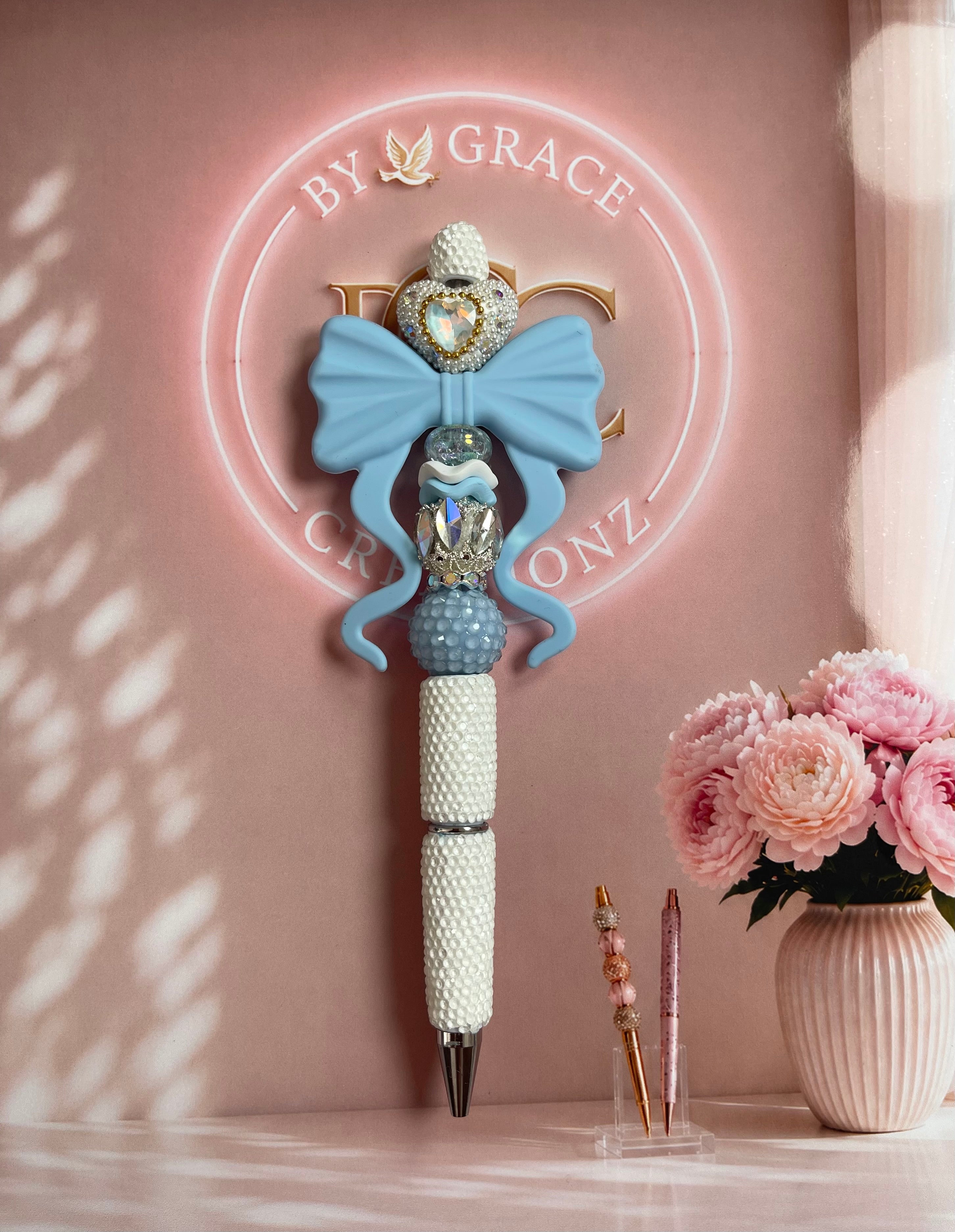 Light Blue/White Bling Pen