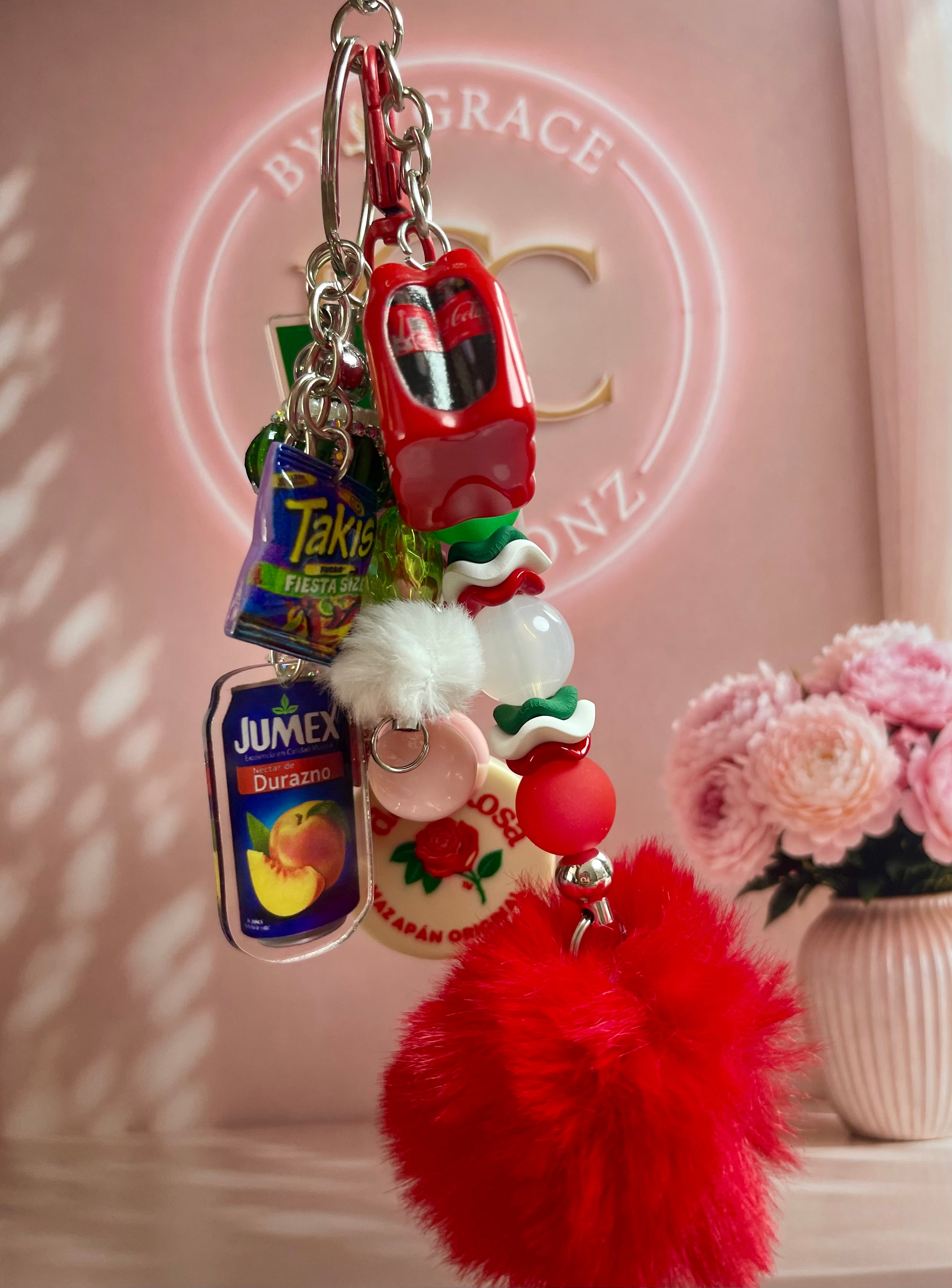 Mexican Flag Junk Keychain / Bag Charm