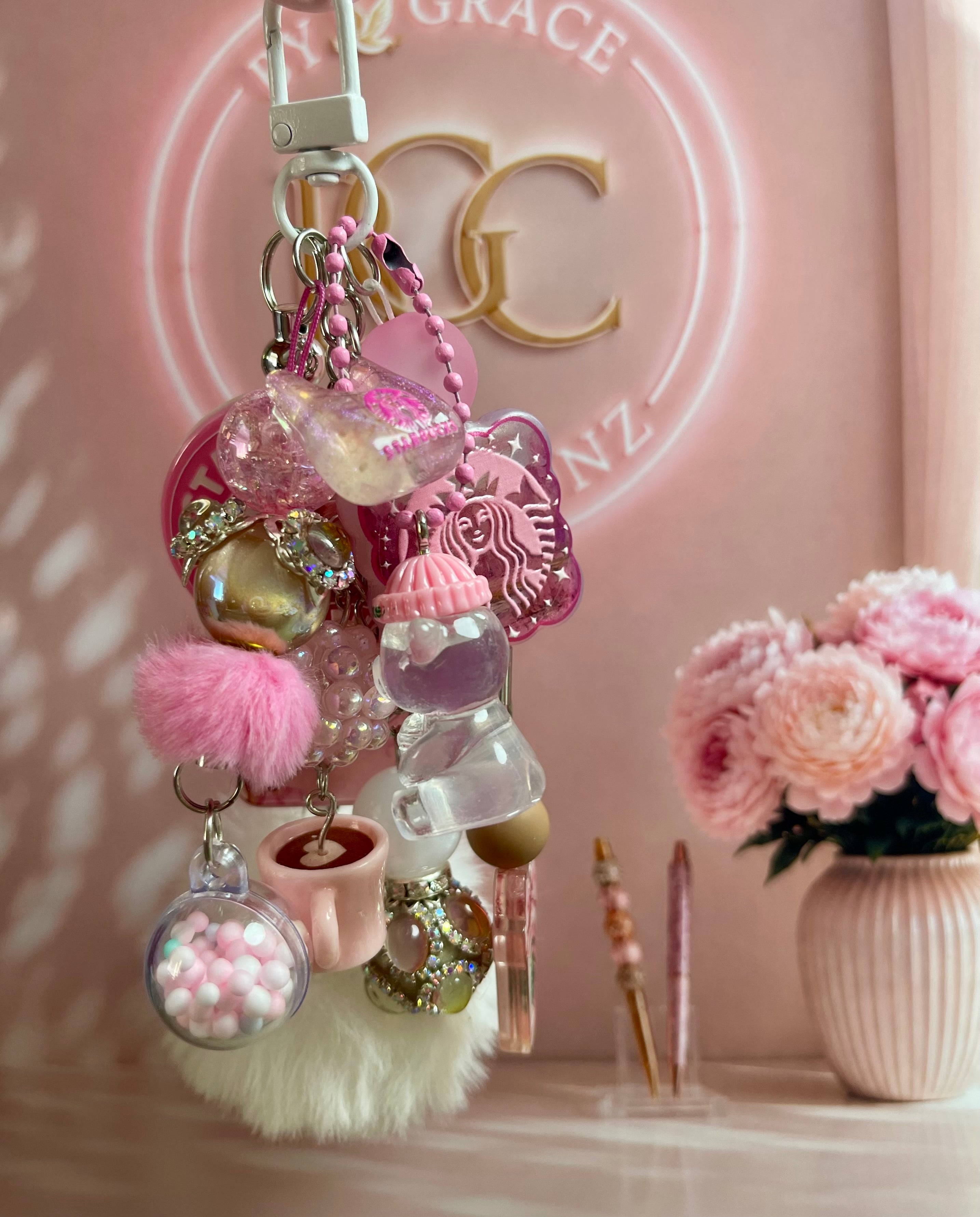 Pink Starbucks Keychain/ Bag Charm