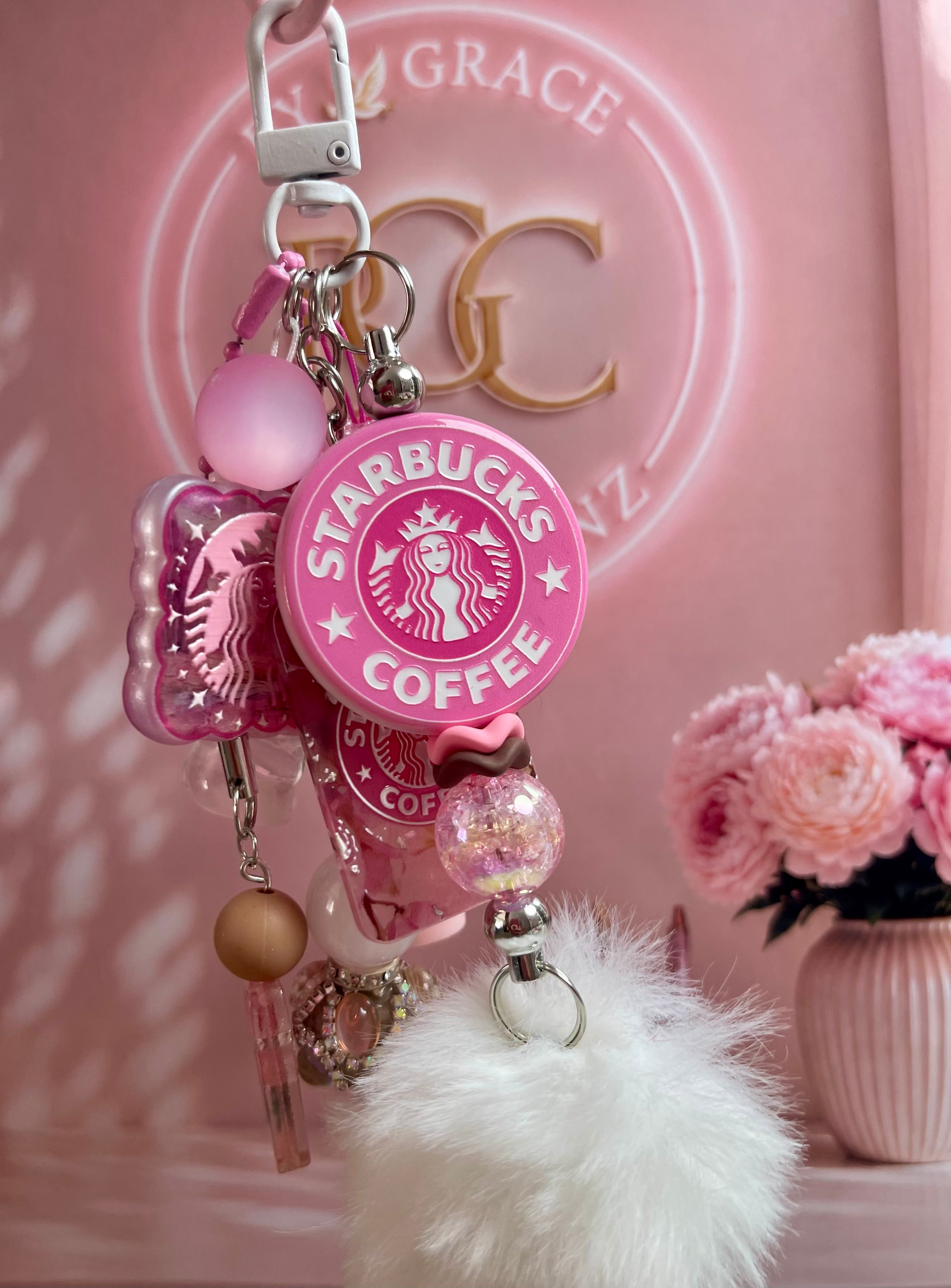 Pink Starbucks Keychain/ Bag Charm
