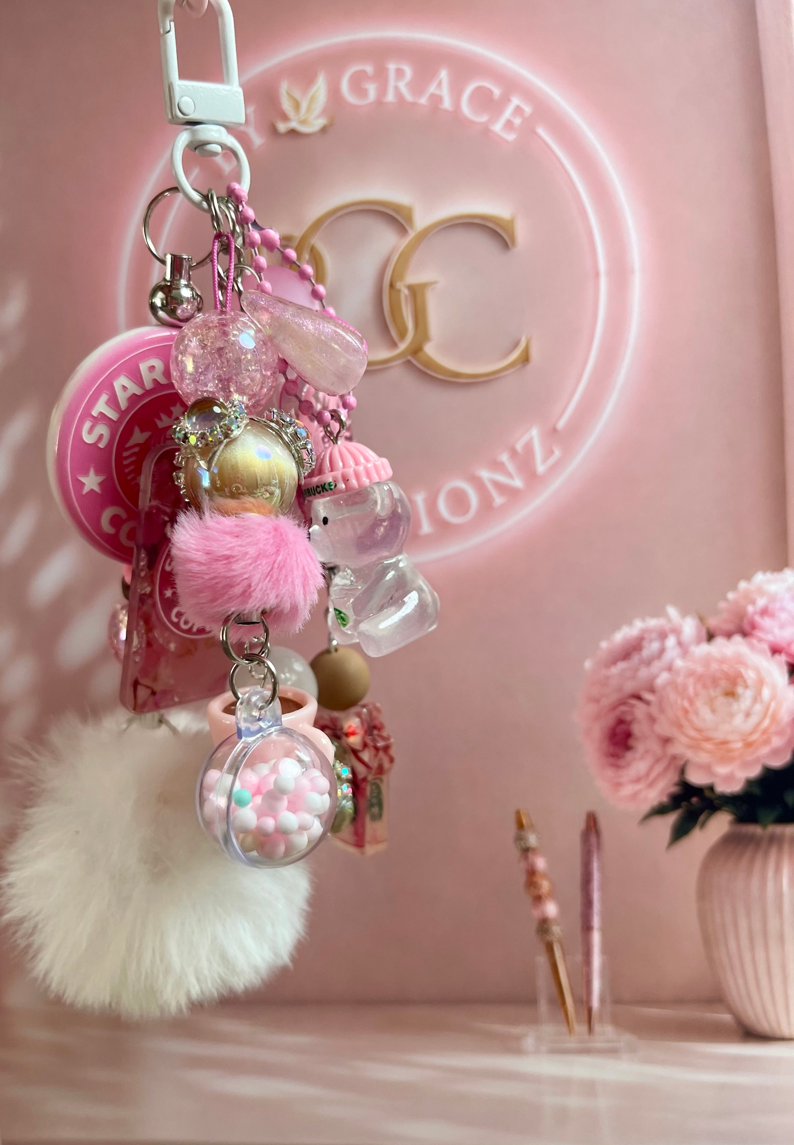 Pink Starbucks Keychain/ Bag Charm
