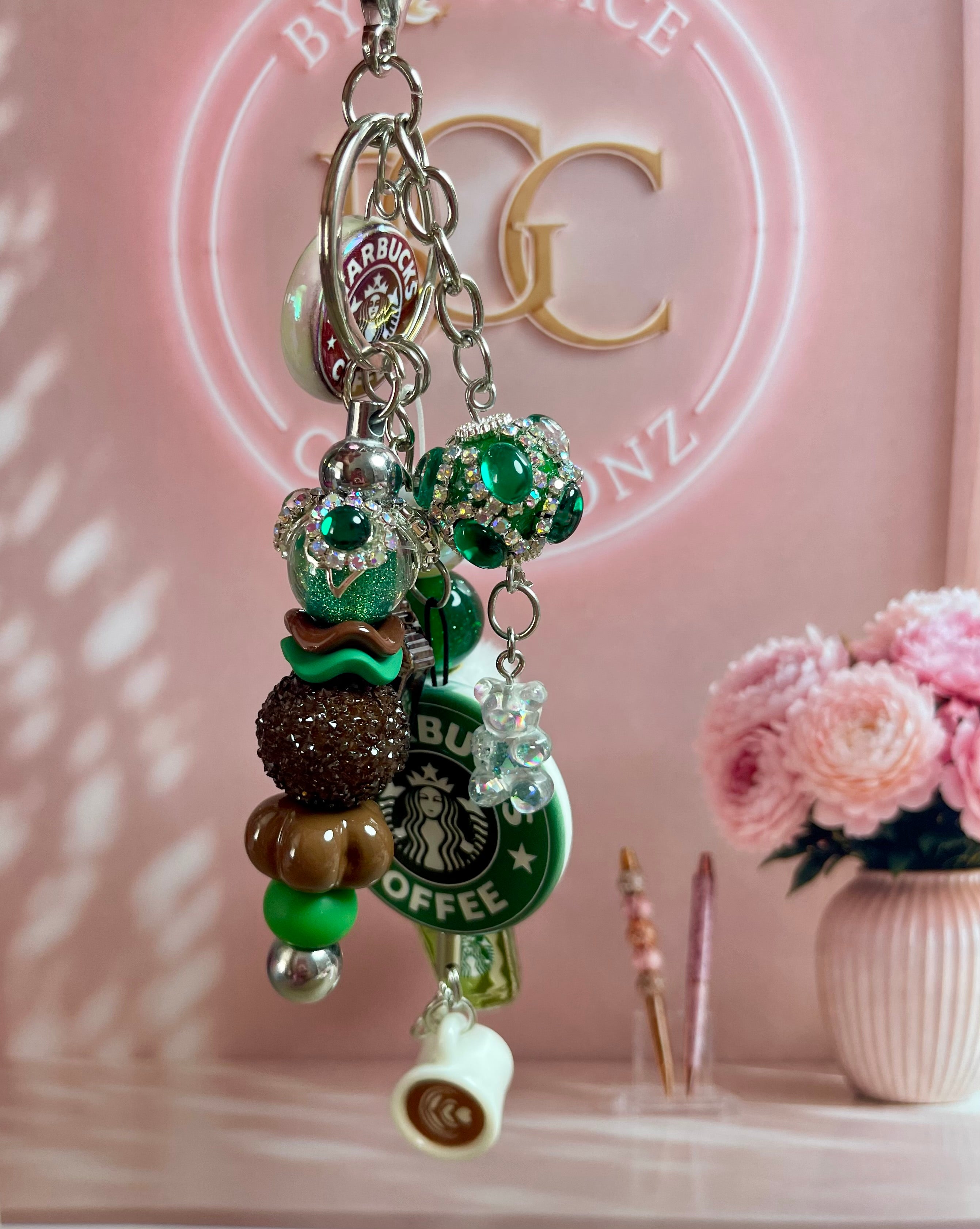 Green Starbucks Junk Keychain/ Bag Charm