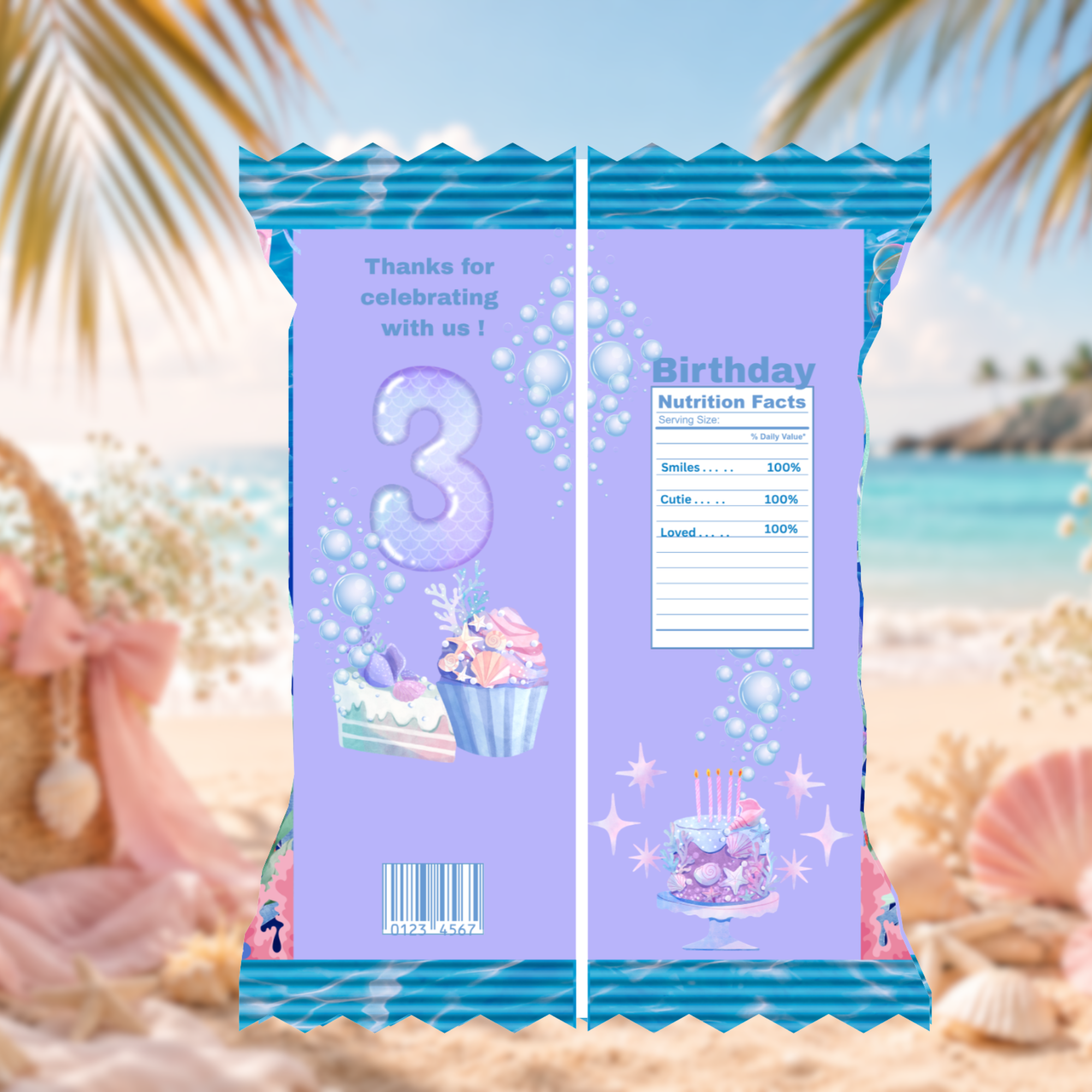 Personalized Little Mermaid Chip Bags | Birthday Party Favors