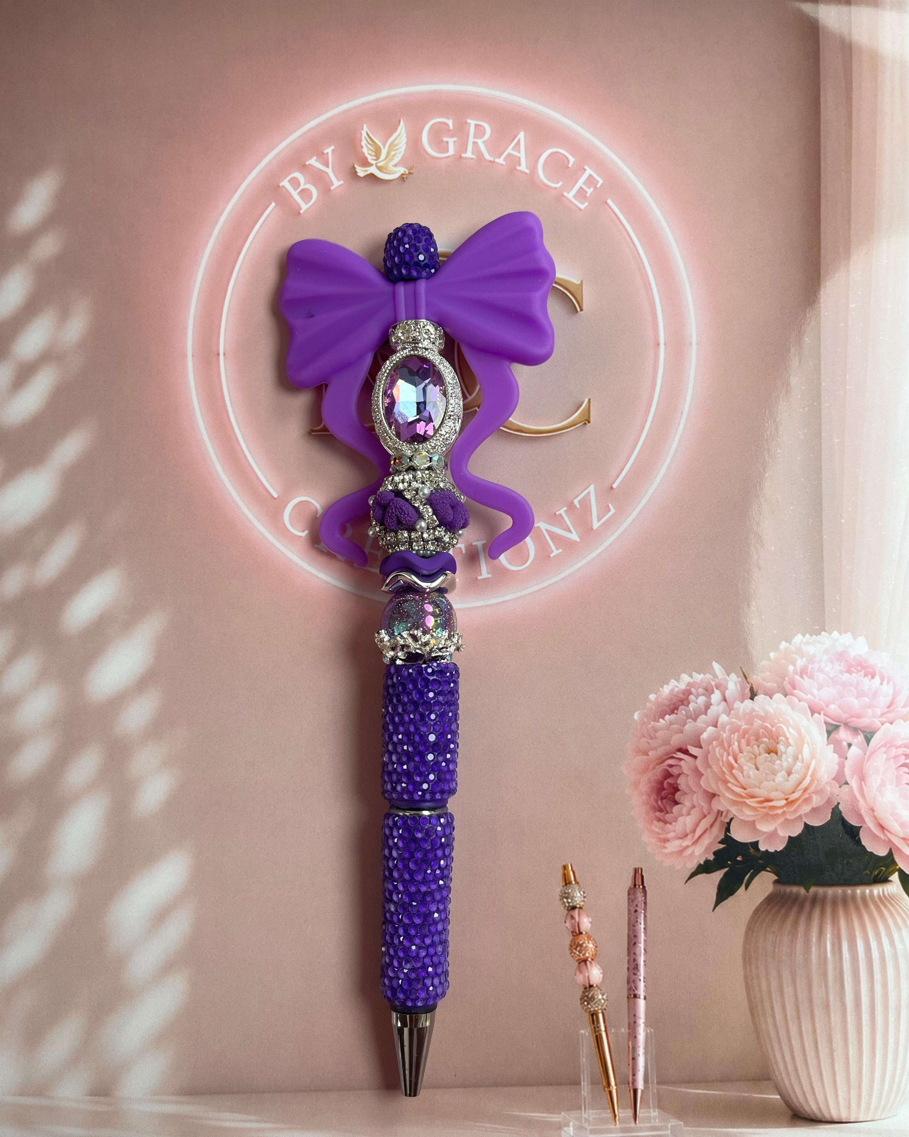 Dark Purple Bow Bling Pen