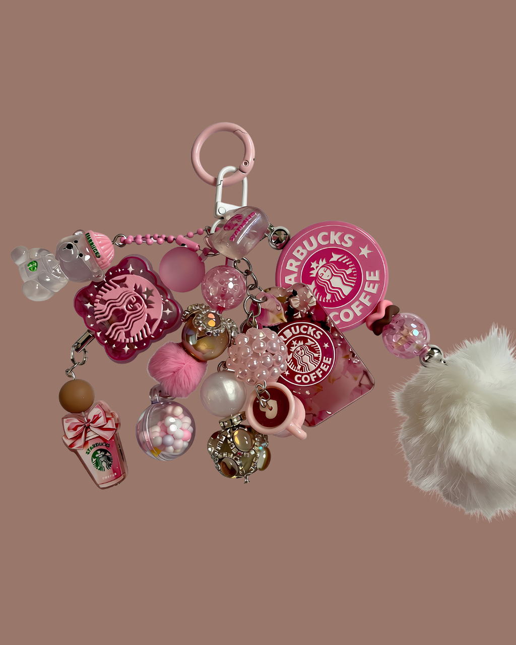 Pink Starbucks Keychain/ Bag Charm