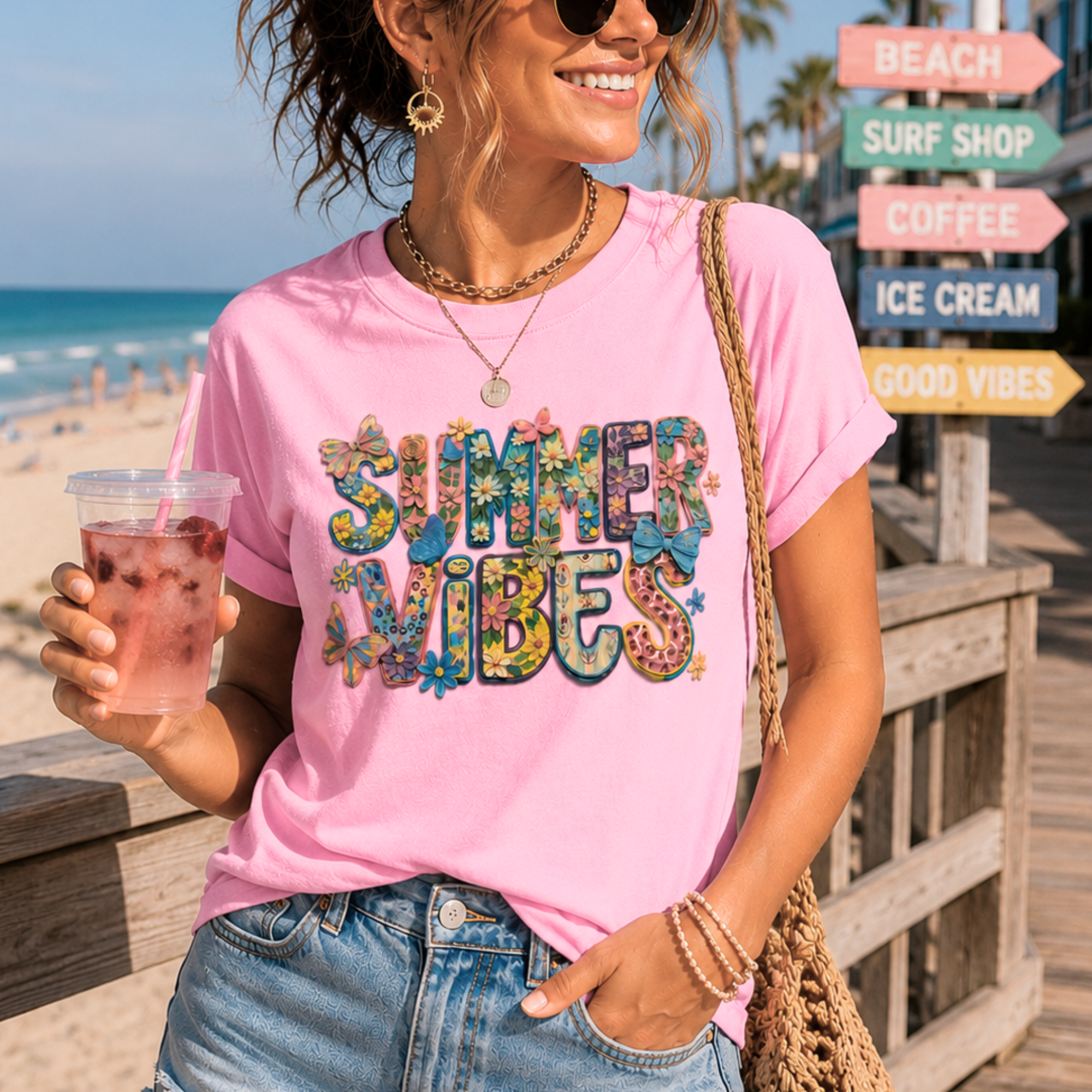 Summer Vibes Floral Comfort Colors® T-Shirt