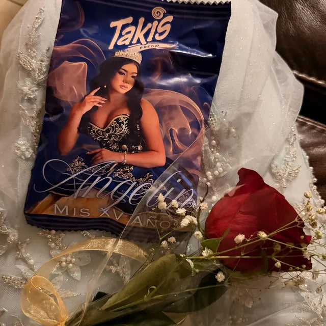 Custom Quinceañera Takis Chip Bags | Personalized Party Favors with Photo | Mis XV Años Snack Bags