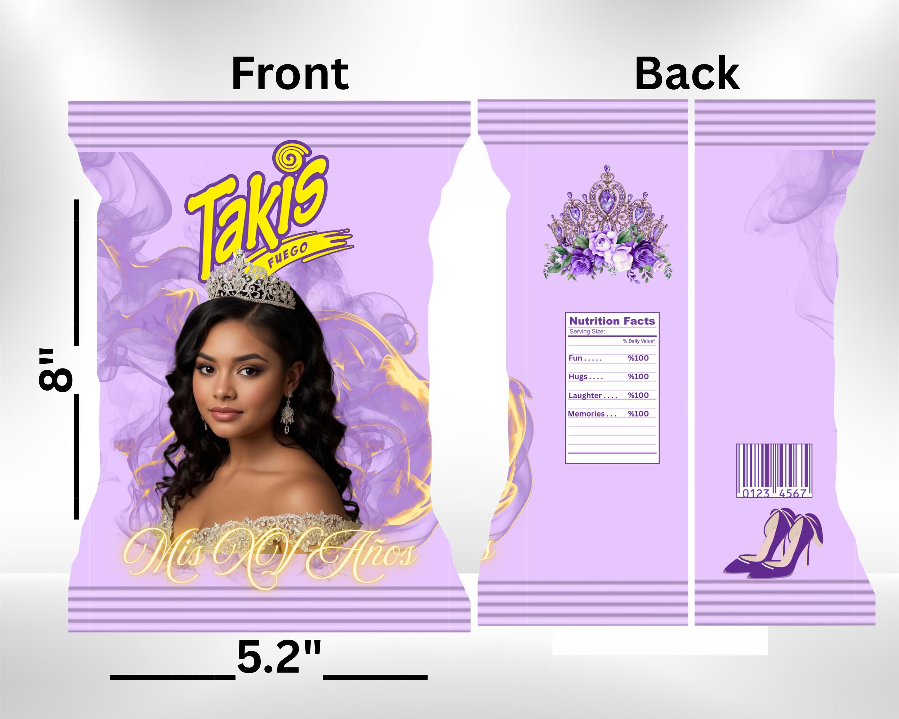 Custom Quinceañera Takis Chip Bags | Personalized Party Favors with Photo | Mis XV Años Snack Bags